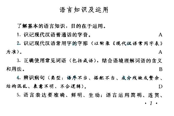 云南成考专升本语文考试大纲