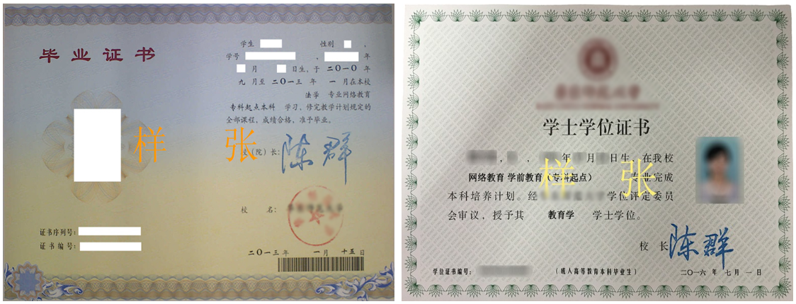 云南成人教育毕业证书样本!
